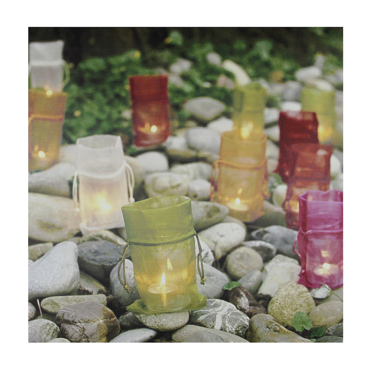 LED Flickering Garden Party Colorful Candle Bags Canvas Wall Art